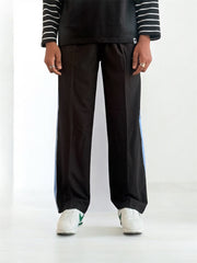 Premium straight-fit track pants for a clean, modern look. (black and blue )