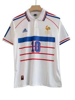 Zidane-10 France away 1998 Classic collar with Button