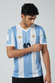 Messi-10 Argentina Anniversary special edition V neck with embroidery