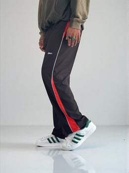 Premium straight-fit track pants for a clean, modern look(Black with white and red )