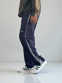Premium straight-fit track pants for a clean, modern look(blue with white and gray)