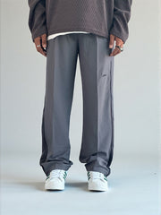 Premium straight-fit track pants for a clean, modern look(Gray with black)