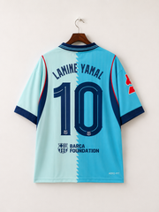 Lamine yemal-10 Fc Barcelona 3rd kit Five sleeve with collar and embroidery