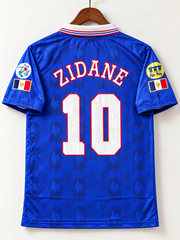 Zidane-10 France 1996/97 Home normal sleeve with poloo collar with embroidery logo