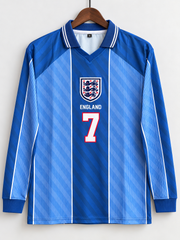 Beckham-07 England 1996 Retro fullsleeve polo coller with embroiery logos